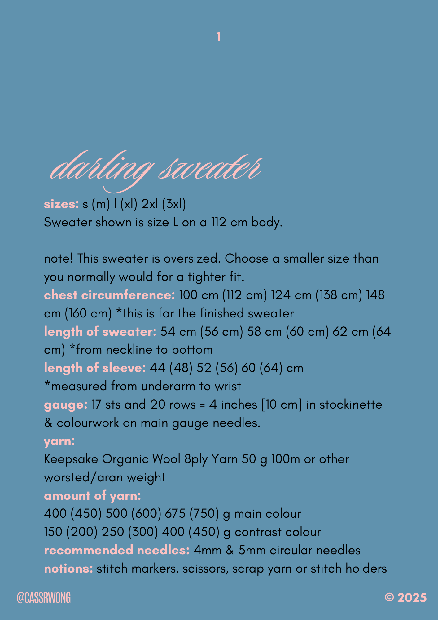 The Darling Sweater Knitting Pattern
